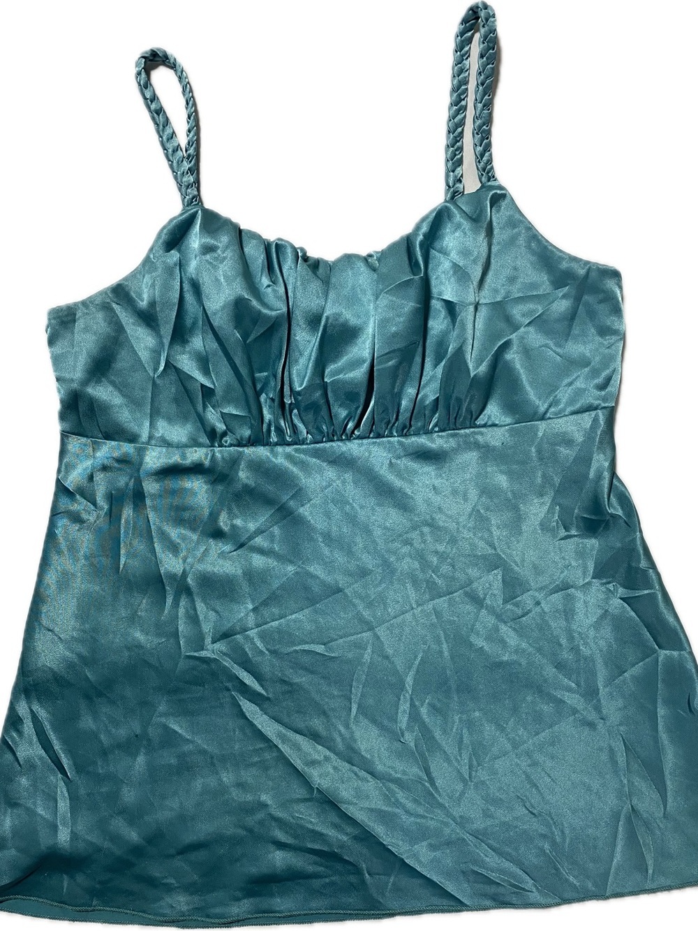 A. Byer Teal Satin Spaghetti Strap Tank Top